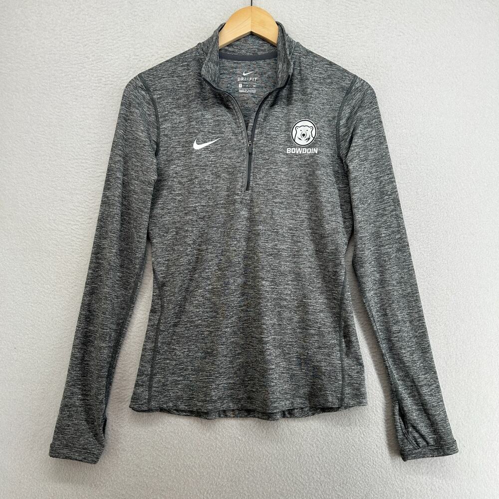 BOWDOIN COLLEGE Top Womens S Polar Bears ME NIKE Element 1/4 Zip Dri Fit Gray